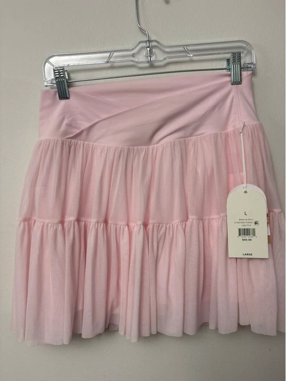 Blogilates Ballerina Skort Large Light Pink Tiered Tulle Balletcore